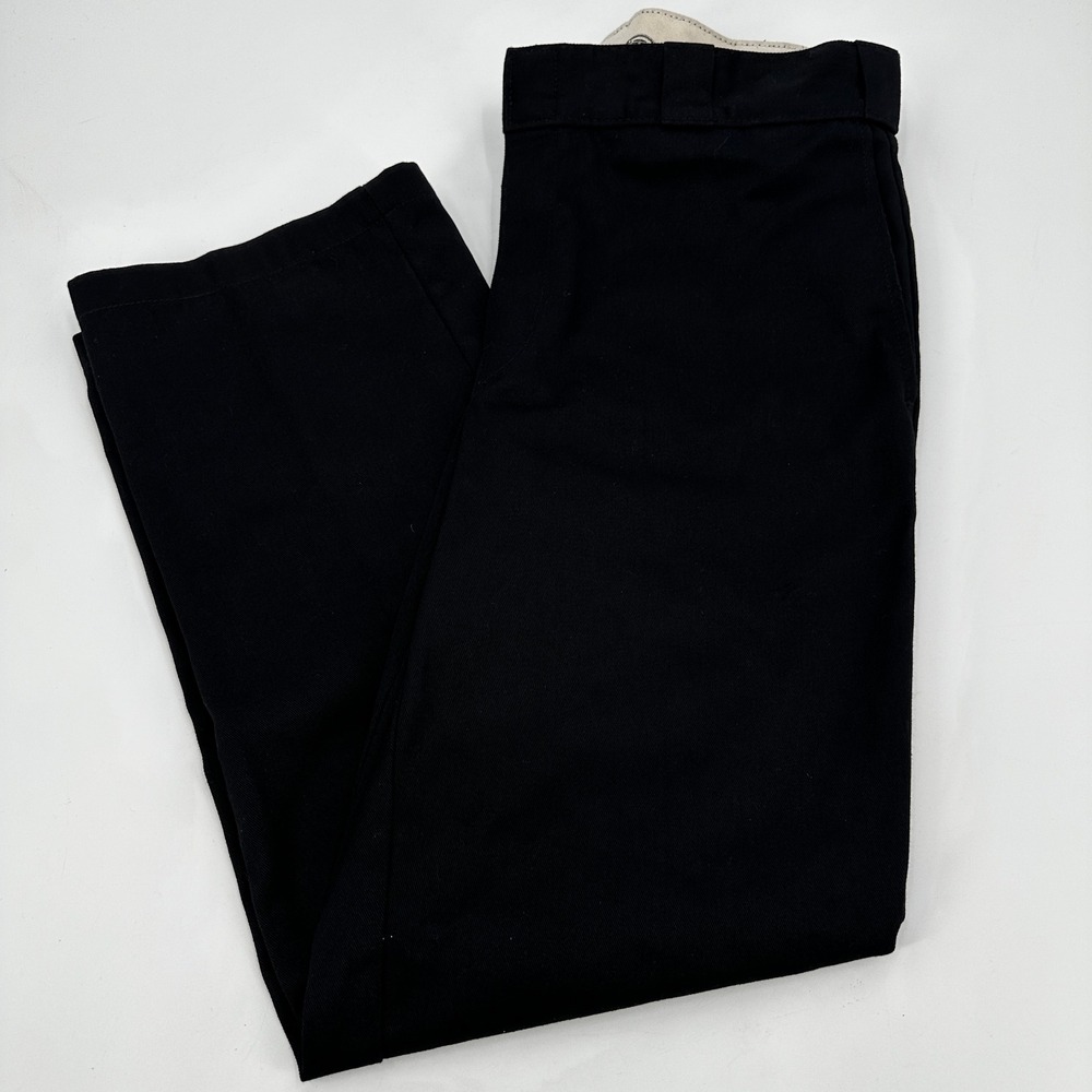 Dickies Men Work Pants‎ Black Flat Front Straight Fit Size 33x30